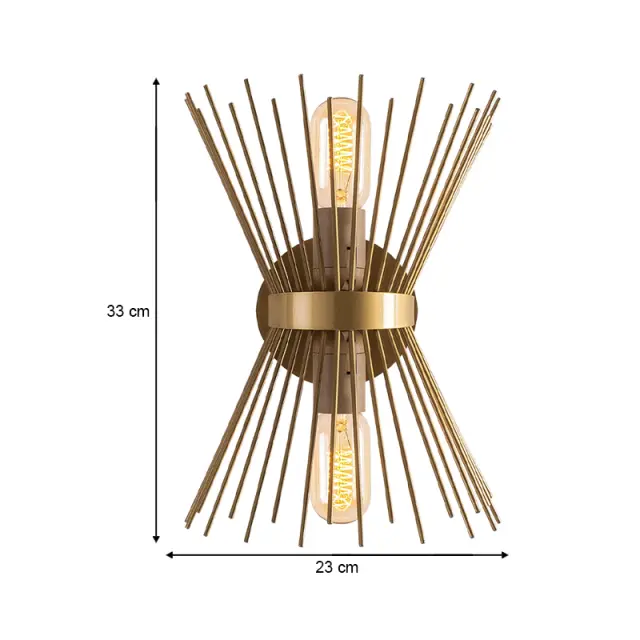 Απλίκα τοίχου Kirpi Megapap E27 μεταλλική χρώμα χρυσό 23x5x33εκ. 3