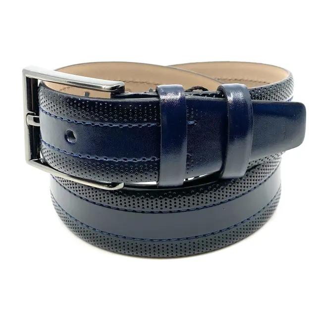 Μπλε Ζώνη P.U. Leather με Γαζί 3,5 cm
