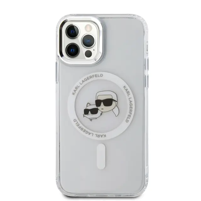 Karl Lagerfeld IML K&CH Heads Metal Frame MagSafe Case for iPhone 12/12 Pro Transparent 2