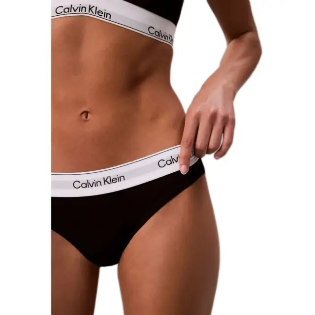 Calvin Klein Γυναικείο Slip Waistband Logo Icon Cotton Modal, Χρώμα Μαύρο 3