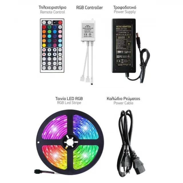 ΣΕΤ ΤΑΙΝΙΑ LED RBG 12V ΣΤΕΓΑΝΗ 14.4W 2