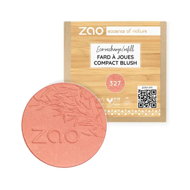 Zao Organic Compact Blush Refill– Βιολογικό compact ρουζ με φυσικό, φωτεινό αποτέλεσμα (Ανταλλακτικό) - Zao 327 Coral Pink