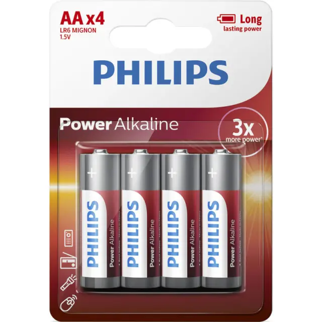Μπαταρίες Αλκαλικές AA Υψηλής Απόδοσης Power Alkaline 4Τμχ PHILIPS LR6P4B/GRS