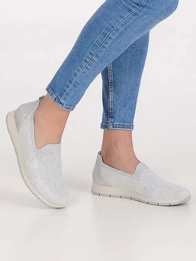 Imac Μοκασίνια-Loafers Γυναικείο ύφασμα flyknit Γκρί IMA/707210 BIANCO 2