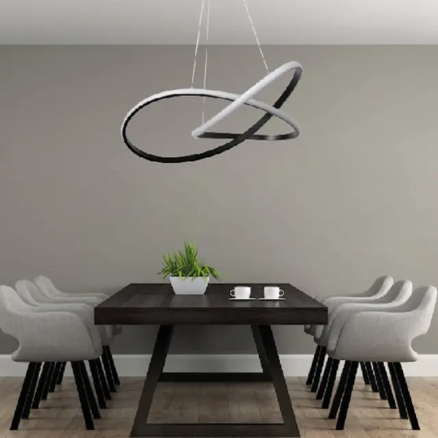 InLight Κρεμαστό φωτιστικό LED 48W 3CCT (by switch on base) σε μαύρο χρώμα D:60cm (6081-BL) 3