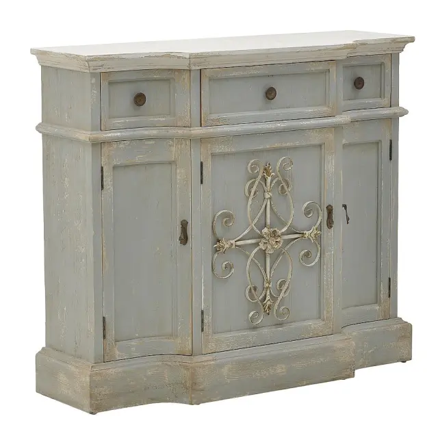 Μπουφές Αντικέ Κρεμ/Γαλάζιο Ξύλο 112x38x98cm 3-50-725-0019