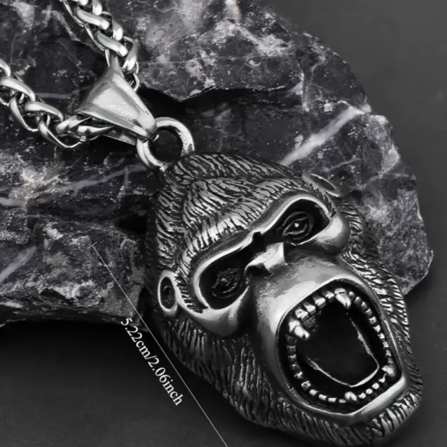 Ghetto Hip Hop Gorilla Stainless Steel Pendant Necklace 3