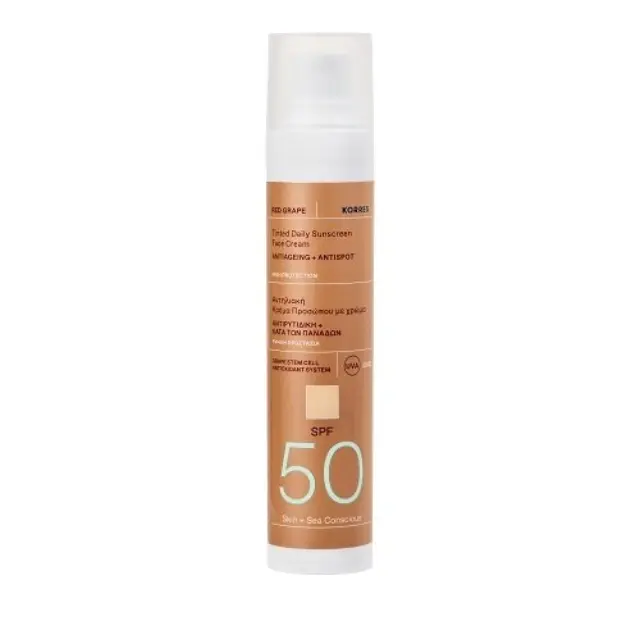 Korres | Red Grape Tinted Daily Sunscreen Face Cream SPF50 Κόκκινο Σταφύλι Αντηλιακή Κρέμα Προσώπου με Χρώμα | 50ml