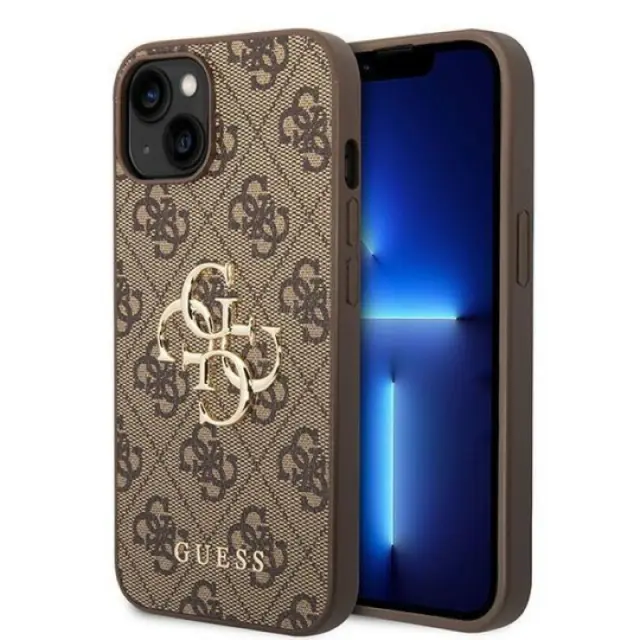 Guess Metal Logo Back Cover Πλαστικό Καφέ (iPhone 15)