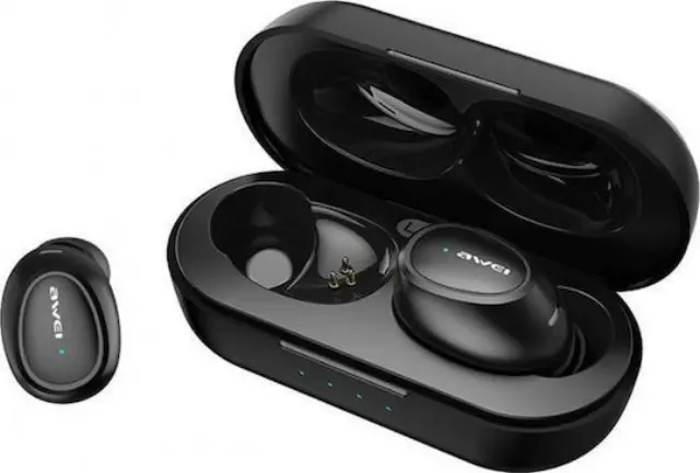 Awei T16 In-ear Bluetooth Handsfree Ακουστικά με Αντοχή στον Ιδρώτα και Θήκη Φόρτισης Μαύρα