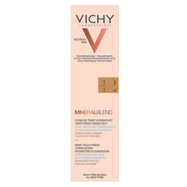 VICHY MINERALBLEND MAKE UP Ενυδατικό Foundation για Λαμπερή Επιδερμίδα (12 - Sienna) 30ml