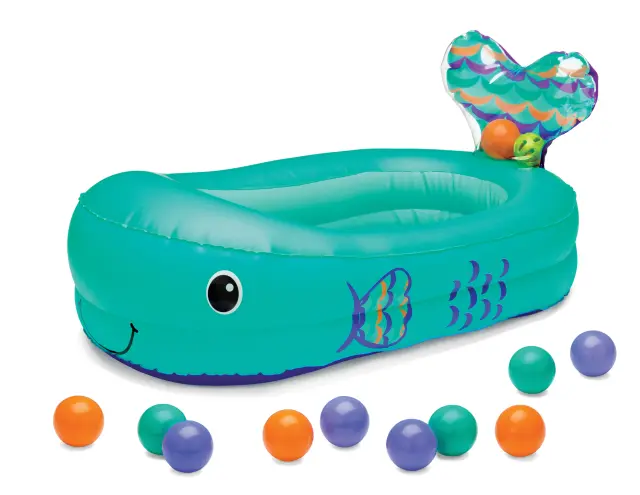 INFANTINO Whale Bubble Ball with Temperature sensor, Inflatable Bath Tub