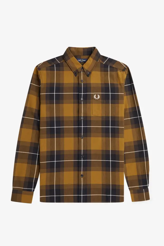 Fred Perry Ανδρικό Πουκάμισο Καρό Tartan Shirt Καφέ Brown 3