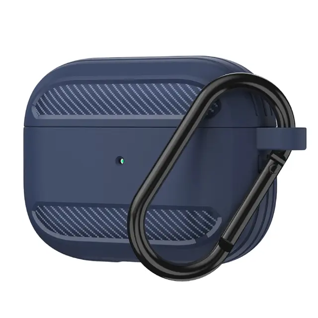 Techsuit - Carbon Θήκη Σιλικόνης με Γάντζο για AirPods 3 - Σκούρο Μπλε