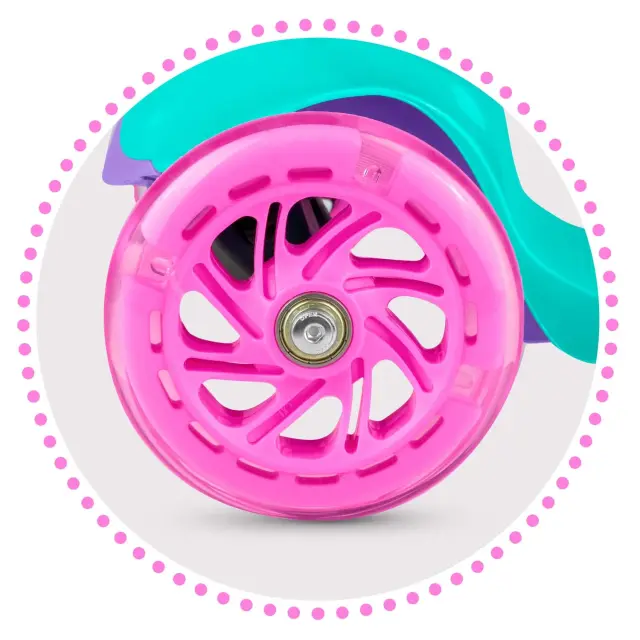 Ricokids Παιδικό πατίνι - σκούτερ με 3 τροχούς, αναδιπλούμενο με LED, έως 25 κιλά Τιρκουάζ-Μωβ 2