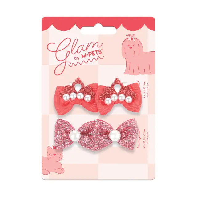 M-PETS GLAM Λαστιχάκια Τριχώματος για Σκύλους & Γάτες Κόκκινο 4 Τεμάχια