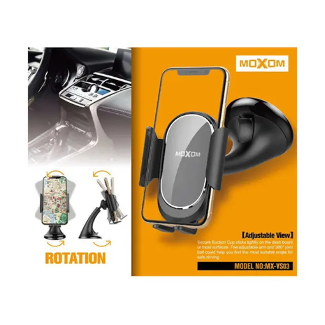 Moxom Βάση Κινητού Αυτοκινήτου Suction Cup Phone Holder με Ρυθμιζόμενα Άγκιστρα MX-VS03 2