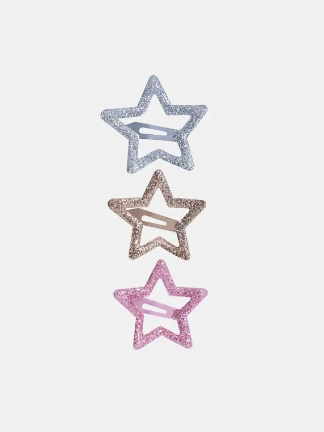 Παιδικά Τσιμπιδάκια Μαλλιών Glitter Stars ΜΠΕΖ - One Size
