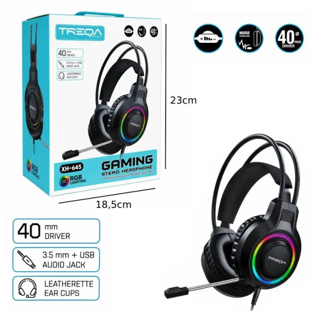 Treqa Gaming Ακουστικά με Μικρόφωνο RGB XH-645 - Gaming Headset with Microphone 017247 2