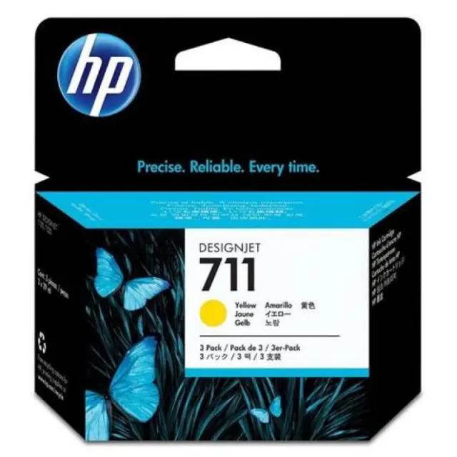 HP 711 Γνήσιο Πακέτο 3 Μελανιών Εκτυπωτή InkJet Κίτρινο (CZ136A)