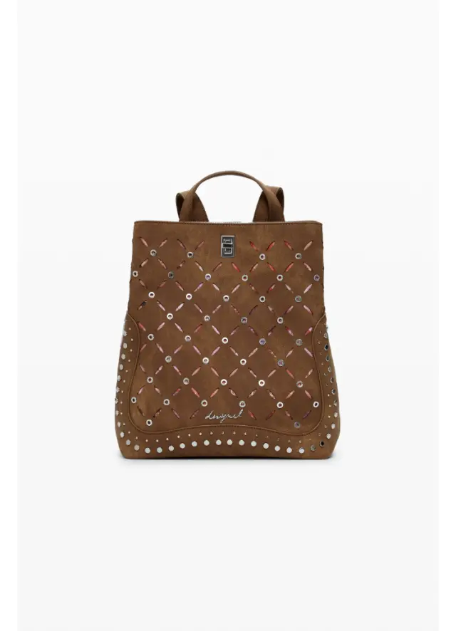 DESIGUAL - BACK_YANKEE METAL PATCH SUMY MINI CAMEL