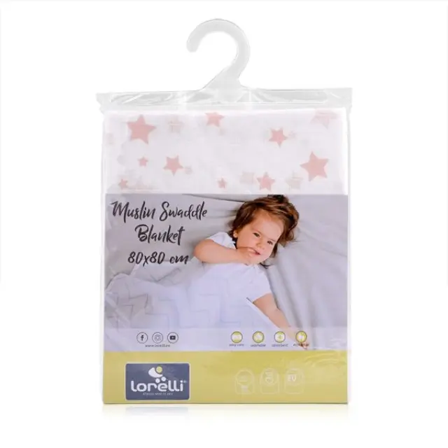 Lorelli Muslin Swaddle Lorelli White Rose Stars 10340092301 2