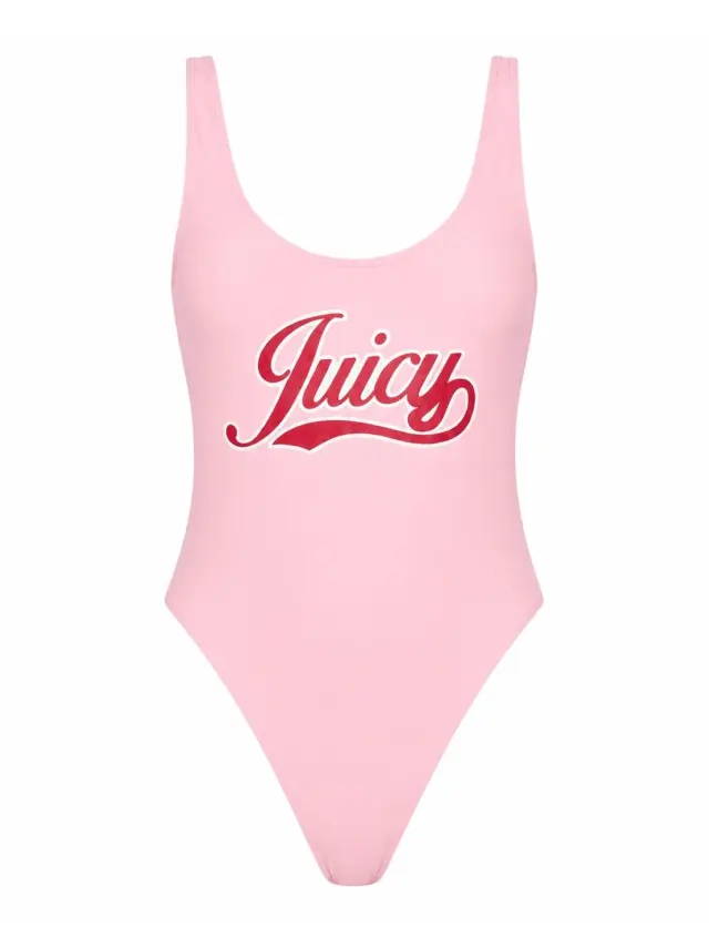 Juicy Couture Retro Devina Γυναικείο Ροζ Ολόσωμο Μαγιό με Logo Print - M