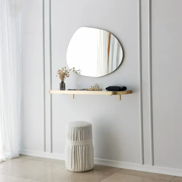 Stewehome Καθρέφτης τοίχου με χρυσό περίγραμμα 55x75 cm 2