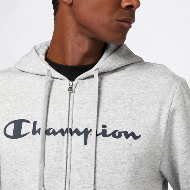Champion Men's Fleece Full-Zip Script Logo Hoodie Γκρι 221810-EM021 (Champion) 3
