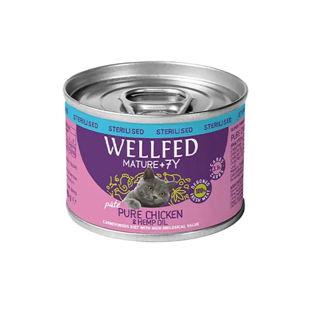 Wellfed Wellfed Mature 7+ Κονσέρβα για Γάτες με Κοτόπουλο & Έλαιο Κάνναβης 200gr