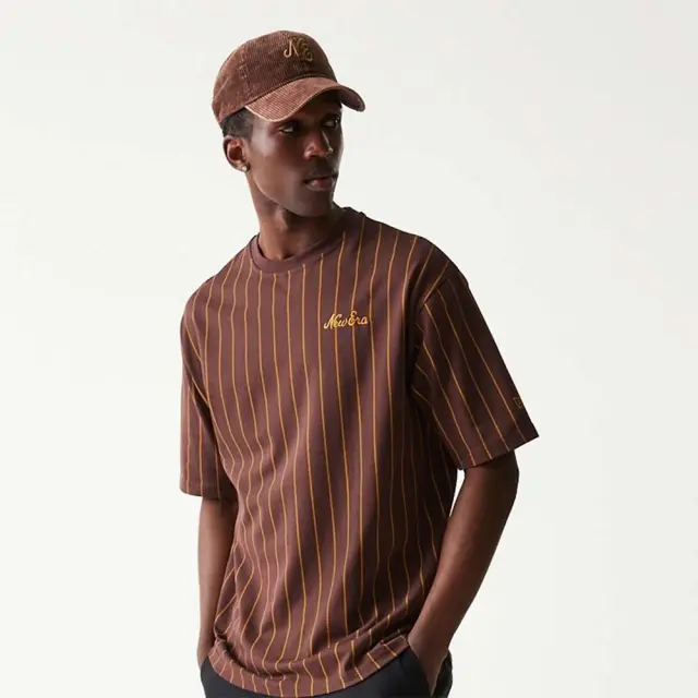 New Era Men's Pinstripe Oversized T-Shirt Καφέ 60771549 (New Era) 3
