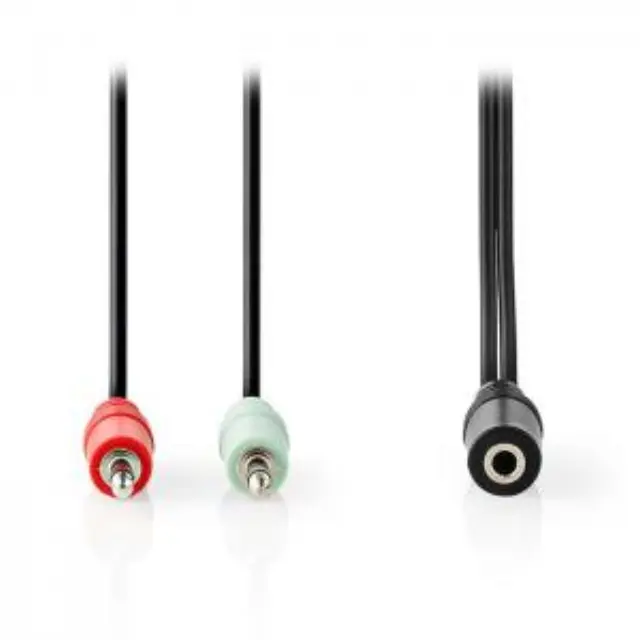 Καλώδιο ήχου Stereo από 3,5mm θηλ. σε 2x 3,5mm αρσ., 0.12m, σε μαύρο χρώμα. 2