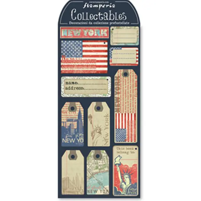 Ταμπέλες 11τεμ για Scrapbooking σε Χαρτόνι 30x15cm - Travel to New York