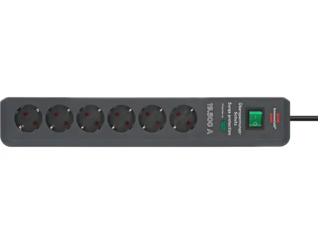 Πολύπριζο Aσφαλείας Secure-Tec Brennenstuhl - 6x Schuko - Με Διακόπτη On/Off - Προστασία Υπέρτασης - Καλώδιο 2m - Ανθρακί1159540366 2