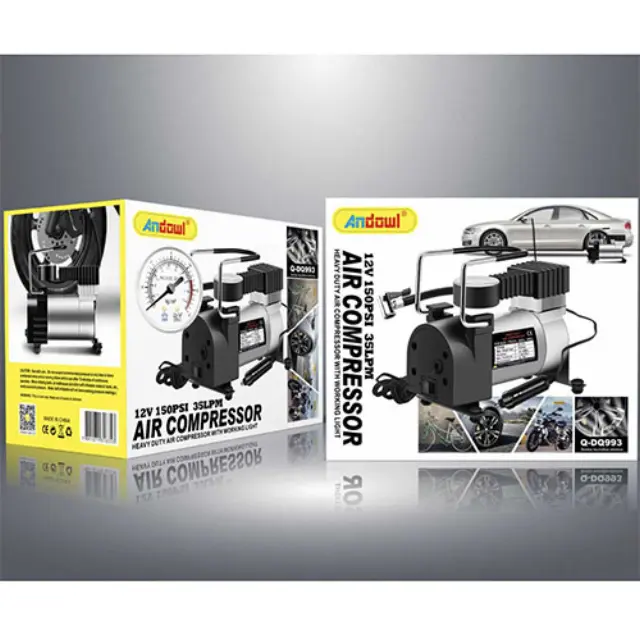 Andowl Τρόμπα Αυτοκινήτου με Καλώδιο Αναπτήρα 12V και Ενσωματωμένο Φως Q-DQ993 2
