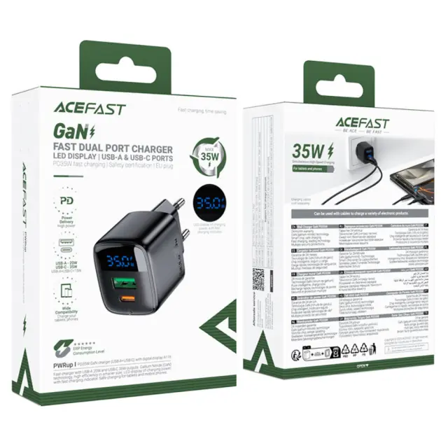 Φορτιστής Ταξιδίου Acefast A116 Fast Charging USB-C PD35W GaN με Digital Ένδειξη Μαύρος 2