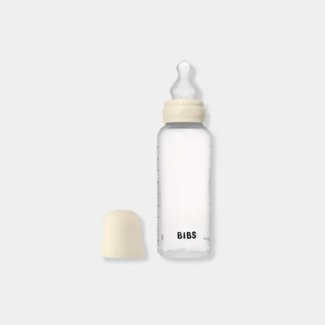 BIBS Γυάλινο Μπιμπερό 240ml Με Θηλή Σιλικόνης Ivory