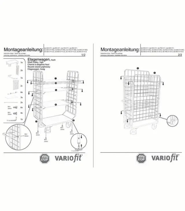 Variofit sw-600.311/AG Τρόλεϊ Μεταφοράς 4 Επιπέδων για Φορτίο Βάρους ως 500kg 2