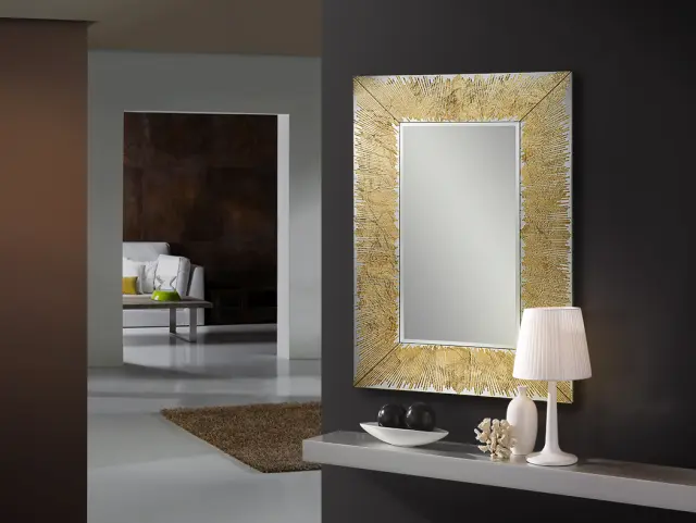 Aurora 569106 – Καθρέπτης 120x80 cm με Χρυσό Φύλλο & Λάκα MDF