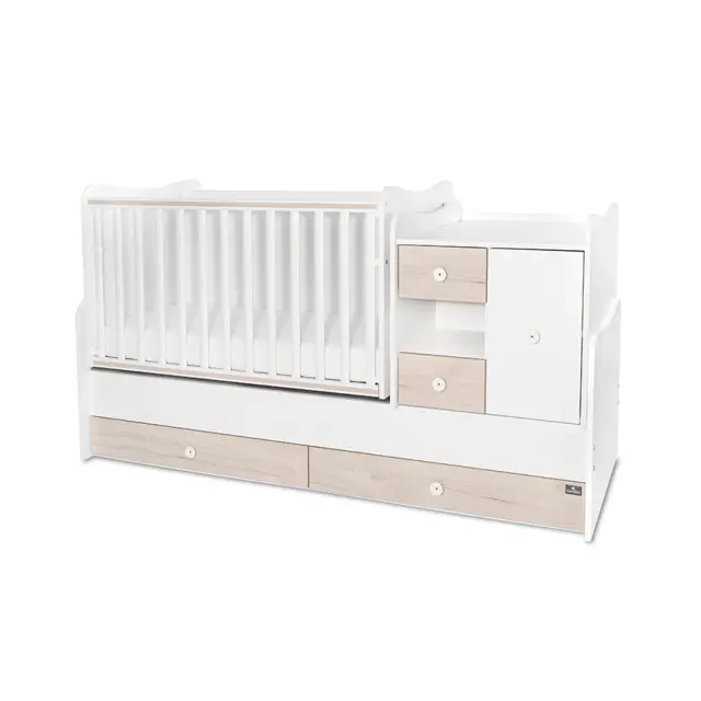 Lorelli Πολυμορφική κούνια - κρεβάτι "MiniMax New" 190/72 White -Light oak Λευκό
