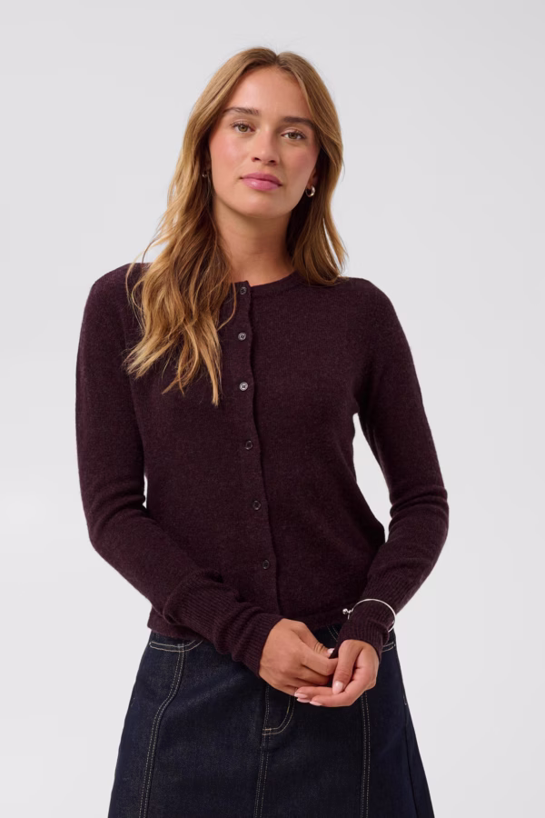 Kaffe KAcashie Wool and Cashmere-Blend Ζακέτα Μπορντό Μπορντό - XXL