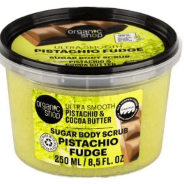 Organic Shop Scrub Σώματος Pistachio Fudge με Φιστίκι & Βούτυρο Κακάο για Λεία και Απαλή Επιδερμίδα, 250ml