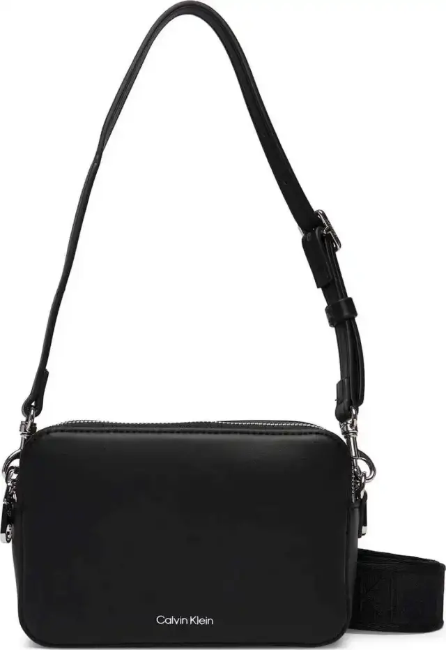 Calvin Klein Γυναικεία Μικρή Τσάντα Camera Bag Webbing Double Strap Μαύρο