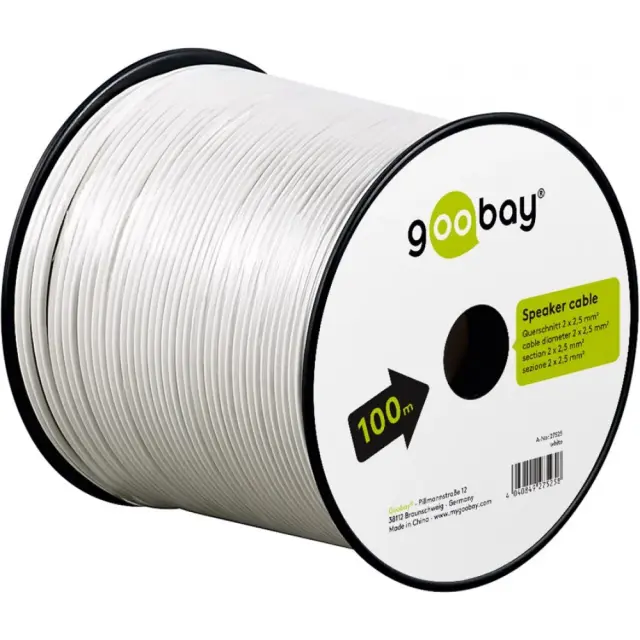 Διπολικό Καλώδιο Ήχου για Ηχεία 2x2.50mm² GOOBAY (Κουλούρα 100m) - Λευκό 2