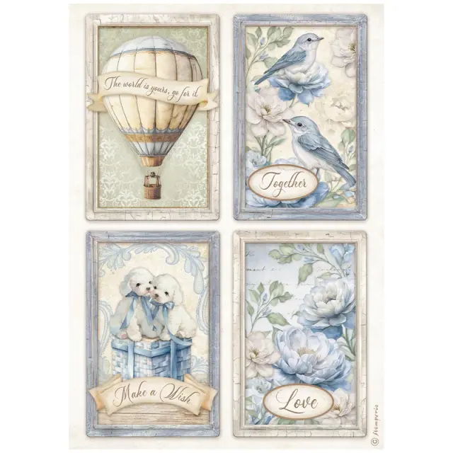 Ριζόχαρτο ντεκουπάζ Stamperia 21x29cm A4, Timeless, 4 Cards