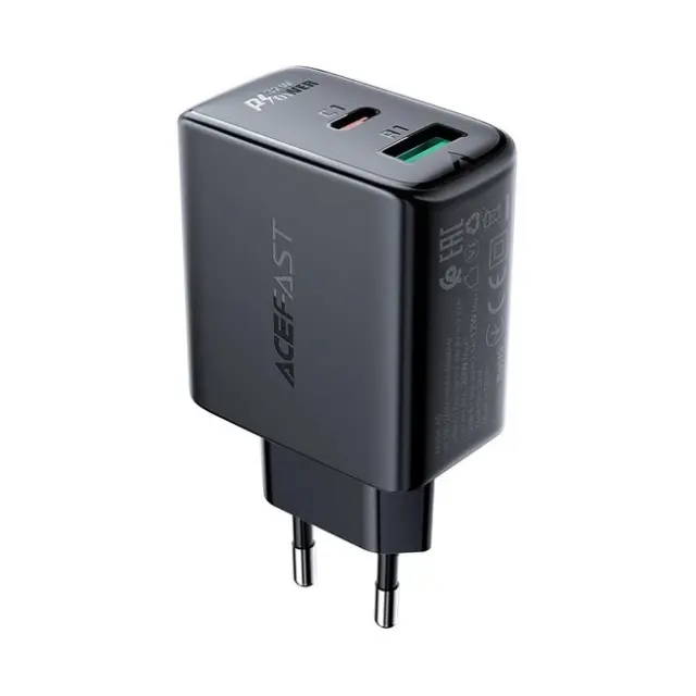 Acefast Φορτιστής USB-C / USB-A 32W PPS PD QC3.0 AFC FCP Black