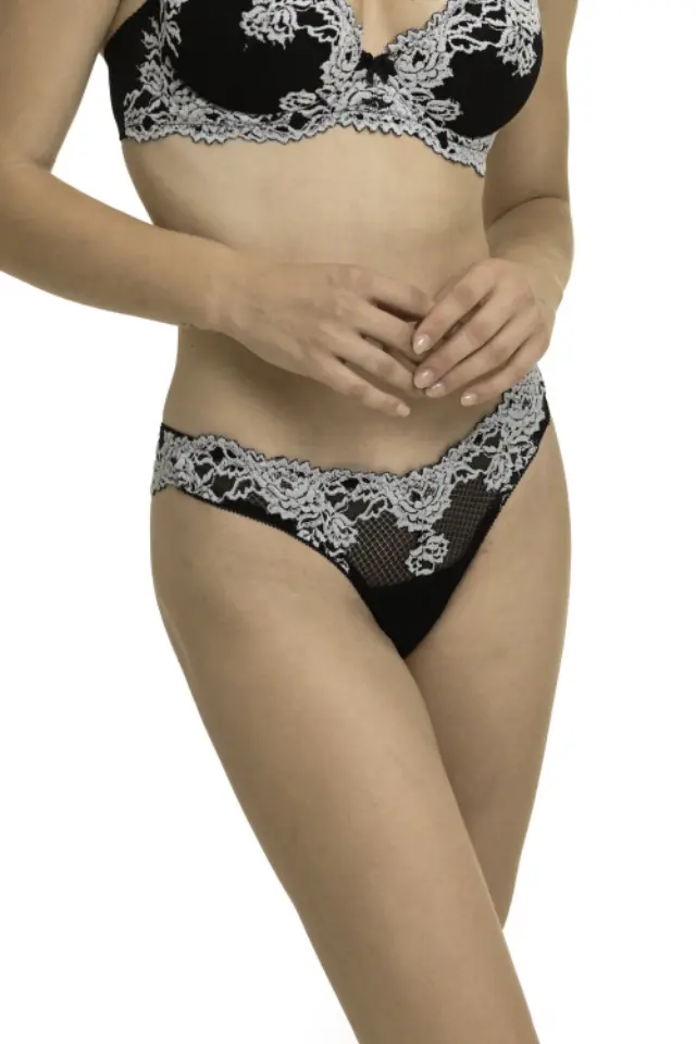 Miss Rosy Σλιπ G-String Floral Μαύρο - 2XL 2