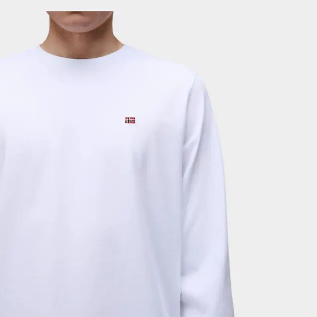 Napapijri - Ανδρική Μακρυμάνικη Μπλούζα T-Shirt NP0A4HN7-002 Λευκό - 3XL 3