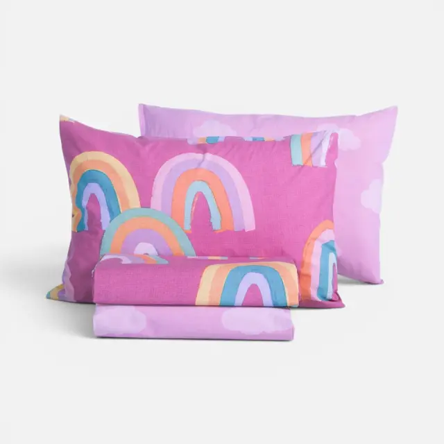 Σετ Σεντόνια Παιδικά Μονά Raibow Mood 170x260 Nef Nef Homeware, 100% BAMBAKI - FUCHSIA (040890)