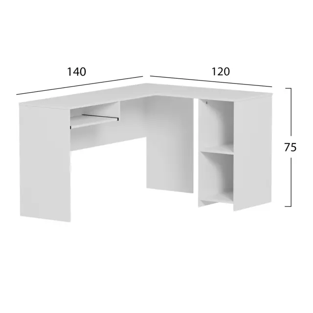 ΓΩΝΙΑΚΟ ΓΡΑΦΕΙΟ FB92135.03 MDF ΣΕ ΛΕΥΚΟ 140x120x75Υεκ 2